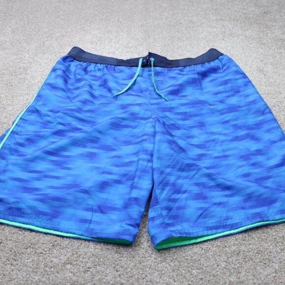 Nike Swim Board Shorts NWT Mens 2XL XXL Blue Geometric Mesh Lined Drawstring - Picture 3 of 15
